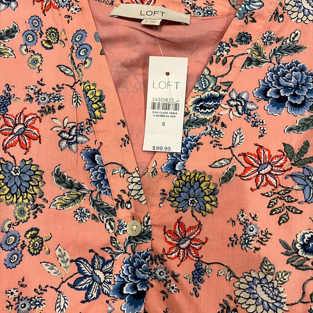 Loft pink/blue dress; size 6 - never worn